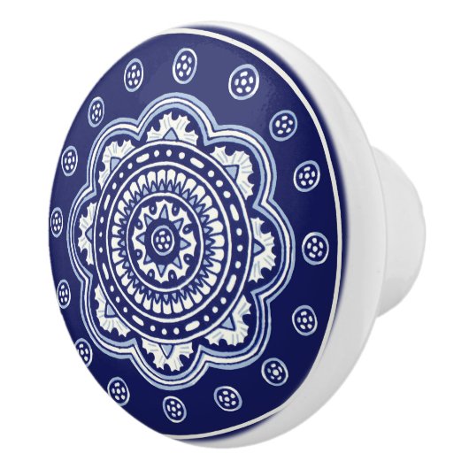 Blauw-witte Talavera Vijf Keramische Knop (Rechts)