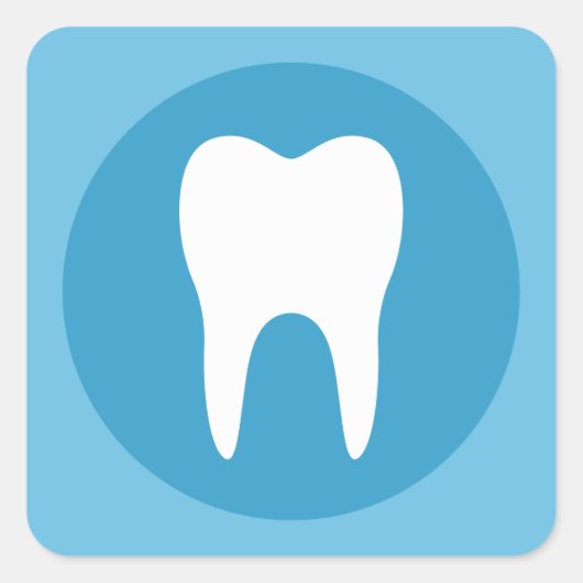 Blauw-witte tand logo tandarts modern vierkante sticker (Voorkant)