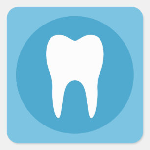 Blauw-witte tand logo tandarts modern vierkante sticker