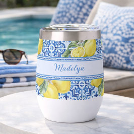 Blauw Witte Tegel Citroen Mediterraan Patroon Naam