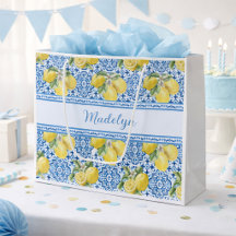 Blauw Witte Tegel Citroen Mediterraan Patroon Naam