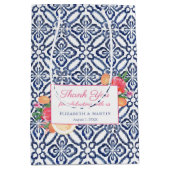 Blauw-witte Tegel kleurrijke Citrus bruiloft douch Medium Cadeauzakje (Voorkant)