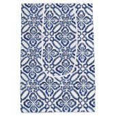 Blauw-witte Tegel kleurrijke Citrus bruiloft douch Medium Cadeauzakje (Achterkant)