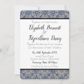 Blauw-witte Tegels bruiloft uitnodiging (Voorkant)