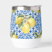 Blauw Witte Tegels Mediterraan Citroen Patroon (Links)