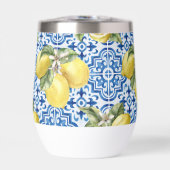 Blauw Witte Tegels Mediterraan Citroen Patroon (Voorkant)