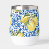 Blauw Witte Tegels Mediterraan Citroen Patroon (Achterkant)