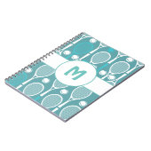 Blauw & Witte Tennisrackets Ballen Speler Naam Cut Notitieboek (Linkerzijde)