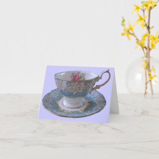Blauw-witte theekop en schotel Opmerking Kaart (Gele Bloem)