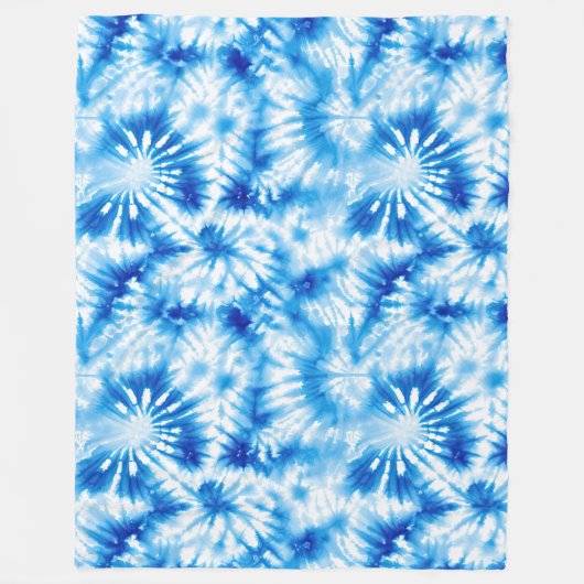 Blauw Witte Tie Dye Fleece Deken (Voorkant)