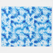 Blauw Witte Tie Dye Fleece Deken (Voorkant (Horizontaal))