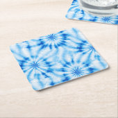 Blauw Witte Tie Dye Kartonnen Onderzetters (Schuin)