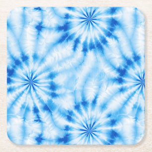 Blauw Witte Tie Dye Kartonnen Onderzetters