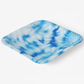 Blauw Witte Tie Dye Papieren Bordje (Gebogen)