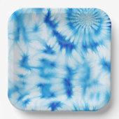 Blauw Witte Tie Dye Papieren Bordje (Voorkant)