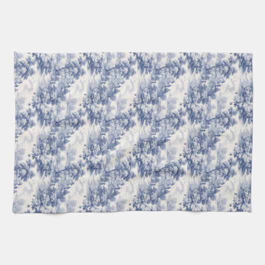 Blauw Witte Toile Bloem Country Frans Theedoek (Horizontaal)
