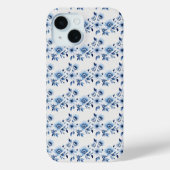 Blauw Witte Toile Bloemige Waterverf Elegant Case-Mate iPhone Case (Achterkant)