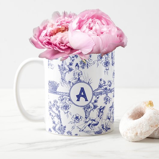 Blauw-witte Toile de Jouy Bruidsdouche Koffiemok