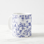 Blauw-witte Toile de Jouy Bruidsdouche Koffiemok (Voorkant links)