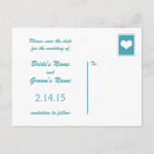 Blauw-witte Tortelduifjes bruiloft Save the Date Aankondigingskaart (Achterkant)