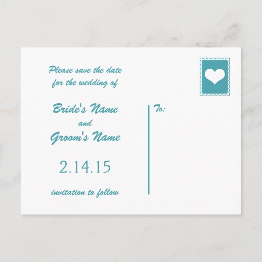 Blauw-witte Tortelduifjes bruiloft Save the Date Aankondigingskaart (Achterkant)