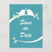 Blauw-witte Tortelduifjes bruiloft Save the Date Aankondigingskaart (Voorkant)