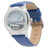 Blauw-witte trein horloge (Gekanteld)