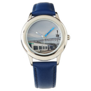 Blauw-witte trein horloge