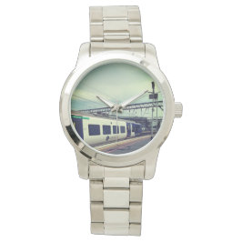Blauw-witte trein horloge