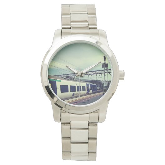 Blauw-witte trein horloge (Voorkant)