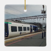 Blauw-witte trein keramisch ornament (Achterkant)