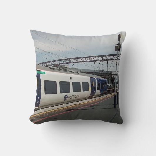 Blauw-witte trein kussen (Voorkant)