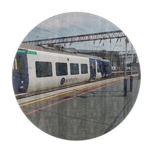 Blauw-witte trein snijplank (Voorkant)