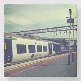 Blauw-witte trein stenen onderzetter