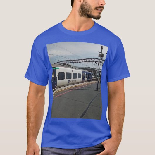 Blauw-witte trein t-shirt (Voorkant)