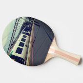Blauw-witte trein tafeltennisbatje (Zijkant)