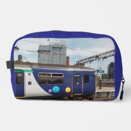 Blauw-witte trein toilettasje