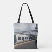 Blauw-witte trein tote bag (Achterkant)