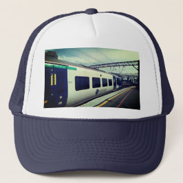 Blauw-witte trein trucker pet