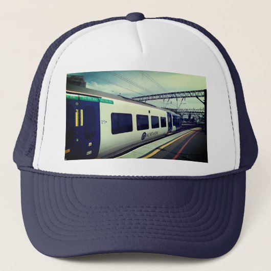 Blauw-witte trein trucker pet (Voorkant)