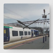 Blauw-witte trein vierkante klok (Voorkant)