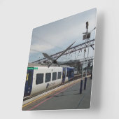 Blauw-witte trein vierkante klok (Hoek)