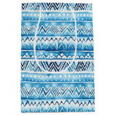 Blauw-witte tribale strepen medium cadeauzakje (Voorkant)