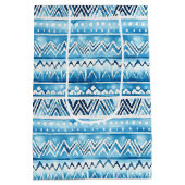 Blauw-witte tribale strepen medium cadeauzakje (Achterkant)