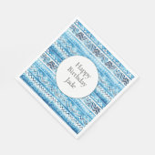 Blauw-witte tribale strepen Verjaardag Servet (Hoek)