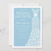 Blauw & Witte Trouwjurk Rand Bruiloft Feest Kaart (Voorkant)