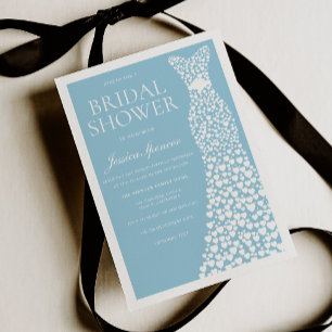 Blauw & Witte Trouwjurk Rand Bruiloft Feest Kaart