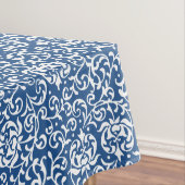 Blauw-witte Tudor Gardens Floral Damask Tafelkleed (Voorbeeld)