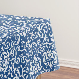 Blauw-witte Tudor Gardens Floral Damask Tafelkleed