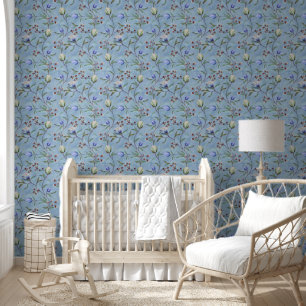 Blauw & Witte Tulpen Anemoon Patroon Behang